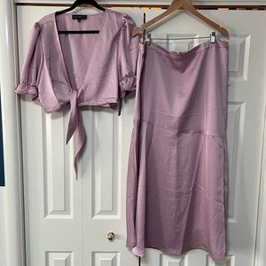 Eloquii skirt + blouse set in lilac NWT